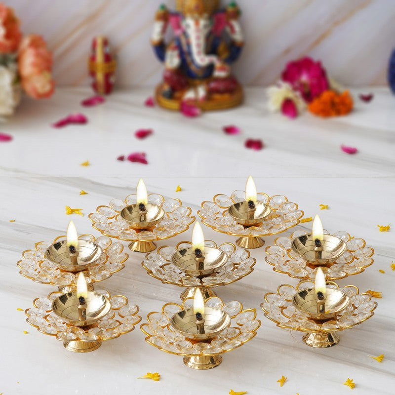 Shimmering Brass Diya - Set of Eight