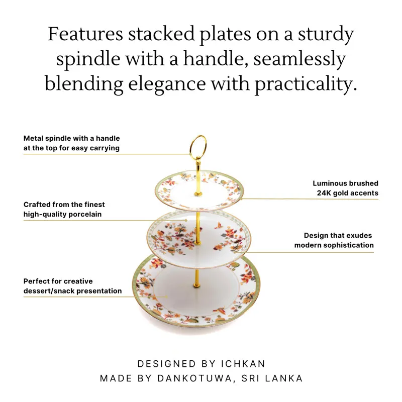 Painted Blooms 3-Tiered Porcelain Dessert Stand media 4