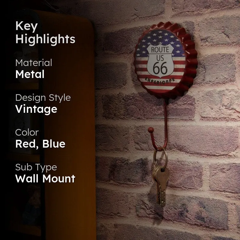 Route 66 Bottle Cap Retro Wall Hook media 2