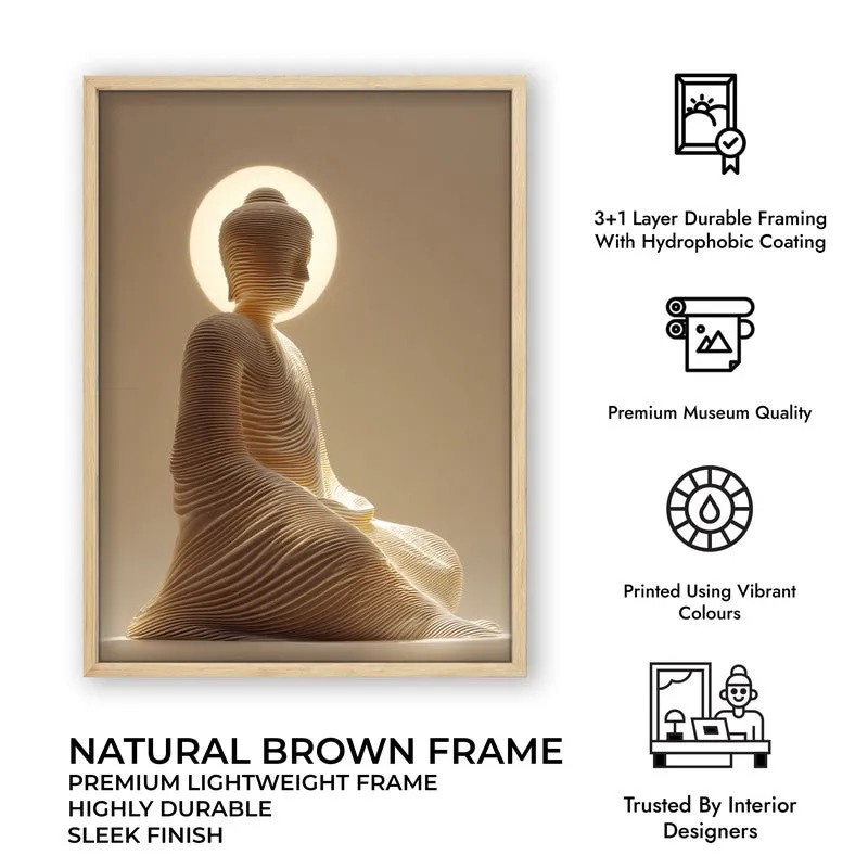 Ascension of the Buddha Archival Paper Wall Painting With Brown Frame media 9