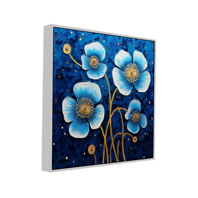 Bleu Poppies Canvas Wall Art With Frame media 3