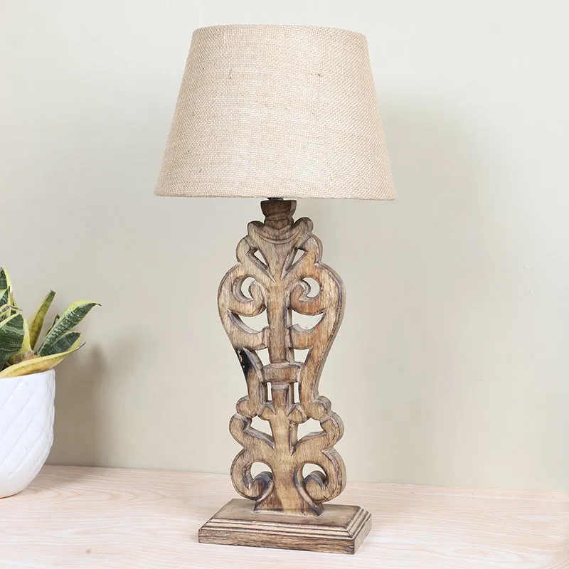 Tatami Deco Mango Wood Table Lamp - Beige,Brown media 2