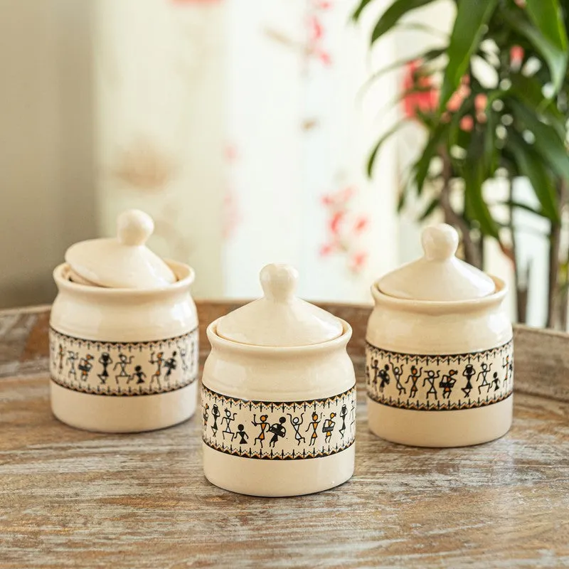 Warli Tales Jars - Set Of Three media 1