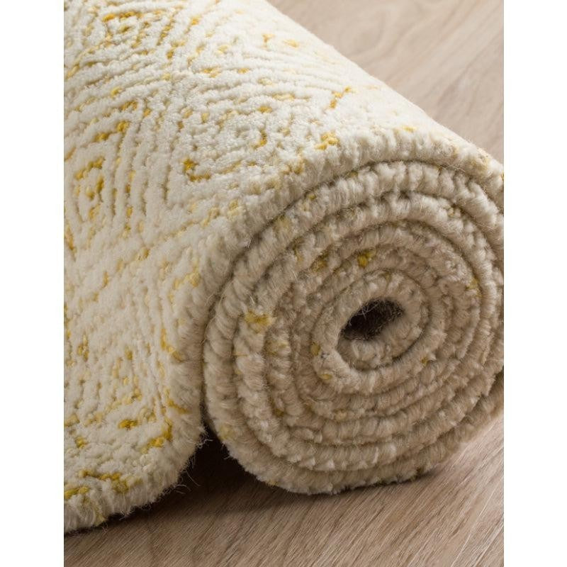 Timeless Textures Hand Tufted Wool Rug - Mustard & White media 7
