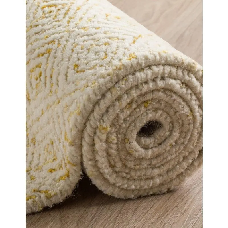 Timeless Textures Hand Tufted Wool Rug - Mustard & White media 7