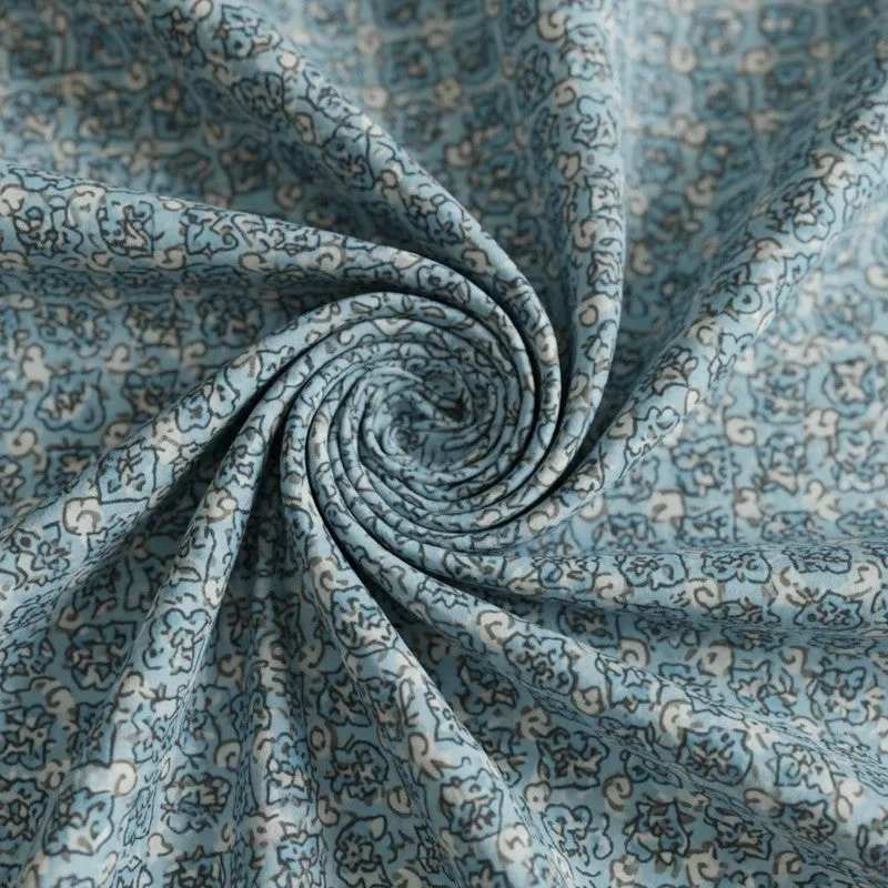 Timeless Motifs Cotton Bedsheet (Blue) - 180 TC media 5