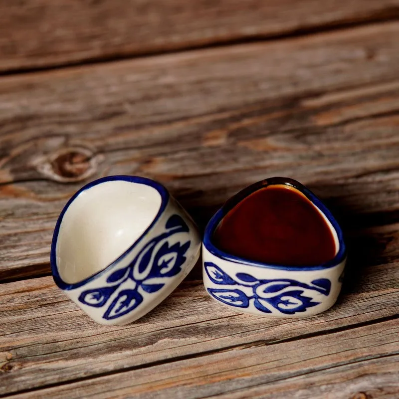 Dippure Ceramic Dip Bowls (Blue,White ,40 mL Each) - Set Of Two media 4