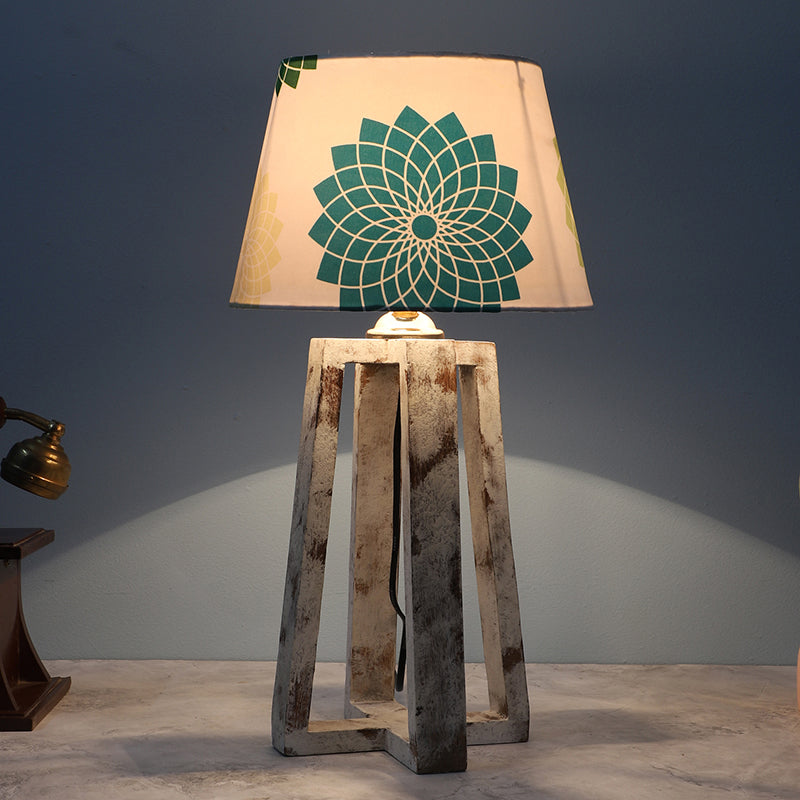 Akari Prism Printed Mango Wood Table Lamp - Multicolor