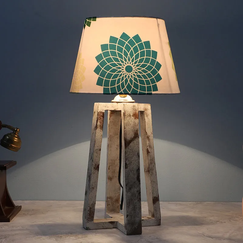 Akari Prism Printed Mango Wood Table Lamp - Multicolor media 1