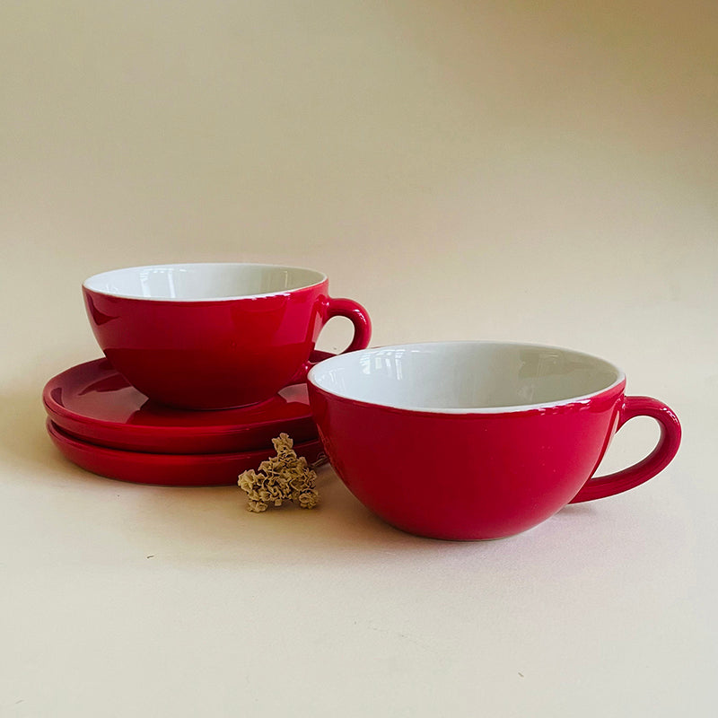 Elegant Red Cup & Saucer - 240 mL image 5