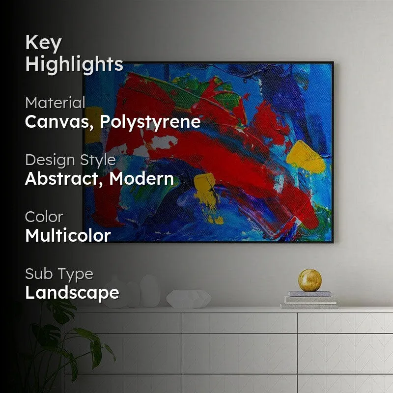 Abstract Of Vibrant Colors Canvas Wall Painting - Black Frame media 2