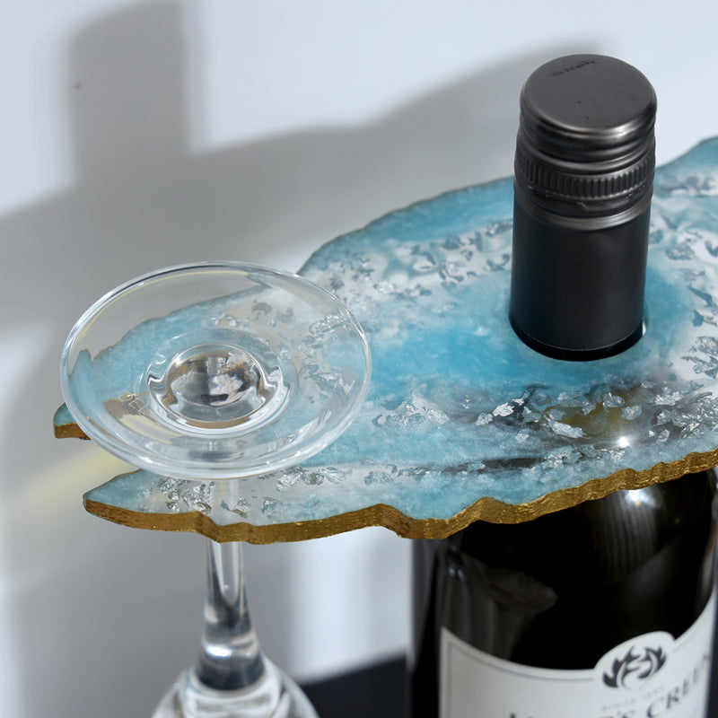 Resinor Wine Bottle & Glass Holder - Aqua Blue media 3