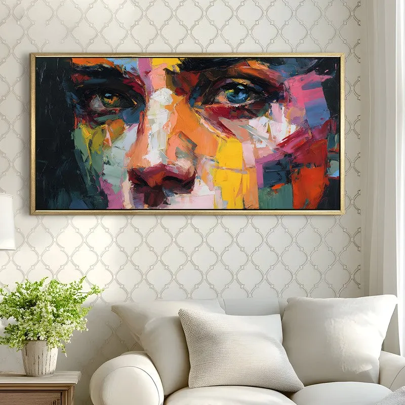 Piercing Gaze Canvas Wall Painting With Frame media 4
