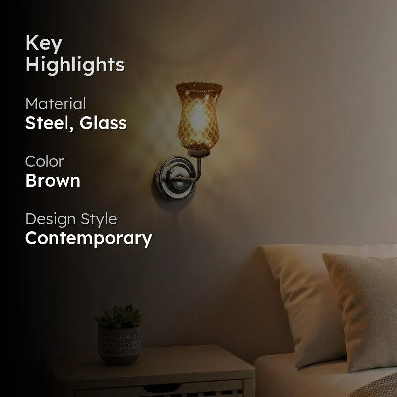 Honey Glow Nickel Glass Wall Lamp media 2