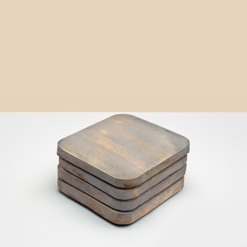 Curved Distressed Wood Coaster - Set Of Four