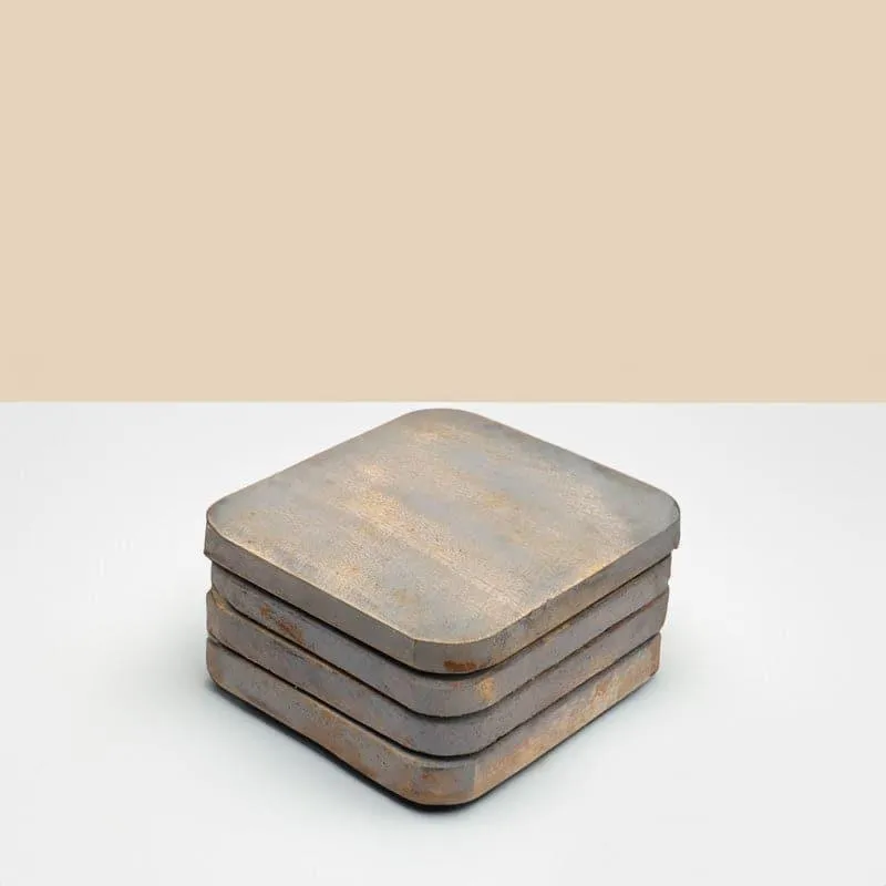 Curved Distressed Wood Coaster - Set Of Four media 1