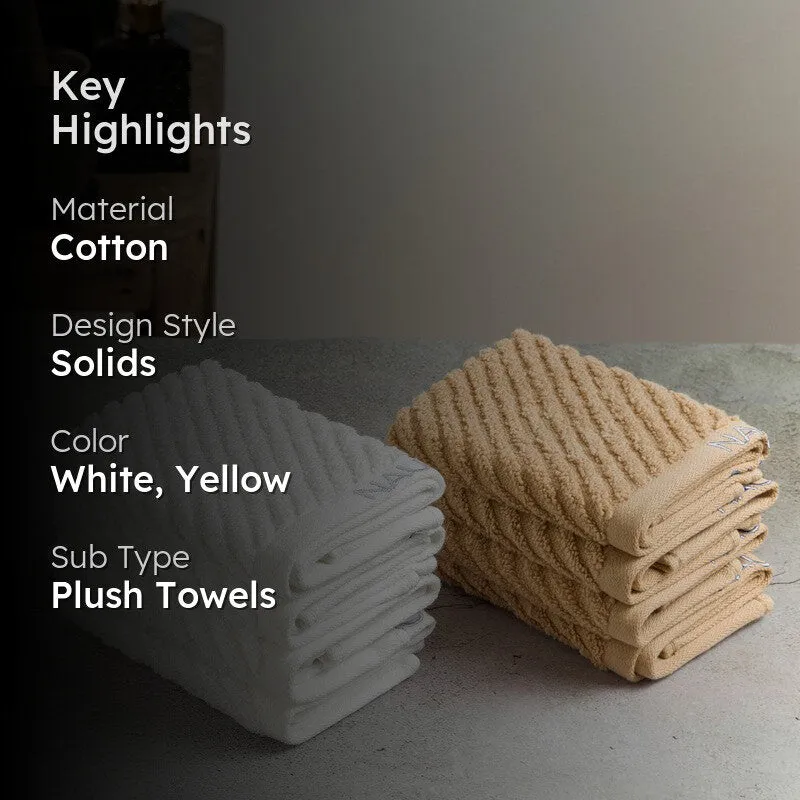 Nautica Riviera Soft Cotton Hand & Face Towel (White & Yellow) - Set Of Eight media 2