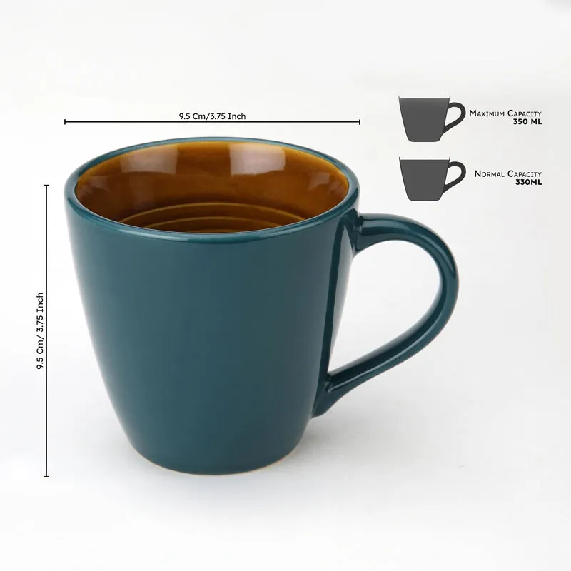 Karvaa Ceramic Coffee Mug (Cyan/350 mL Each) - Set Of Two media 8