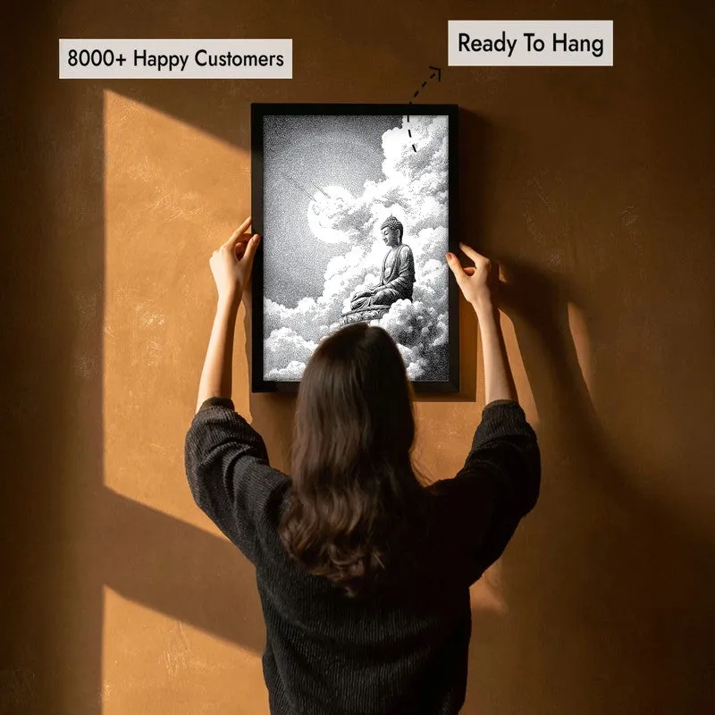 Buddha In Clouded Serenity II Wall Painting With Black Frame media 7