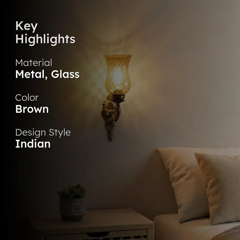 Honey Glow Scroll Amber Glass Wall Lamp media 2
