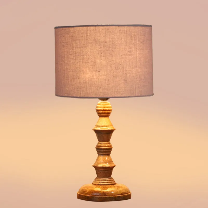 Cotin I Timber Wooden Table Lamp - White,Brown media 4