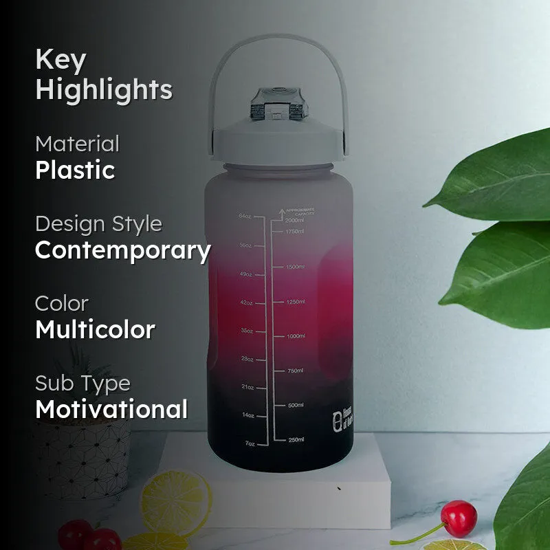 Ombre Sip Water Tumbler With Straw & Stickers (Black,Pink) - 2 L media 2