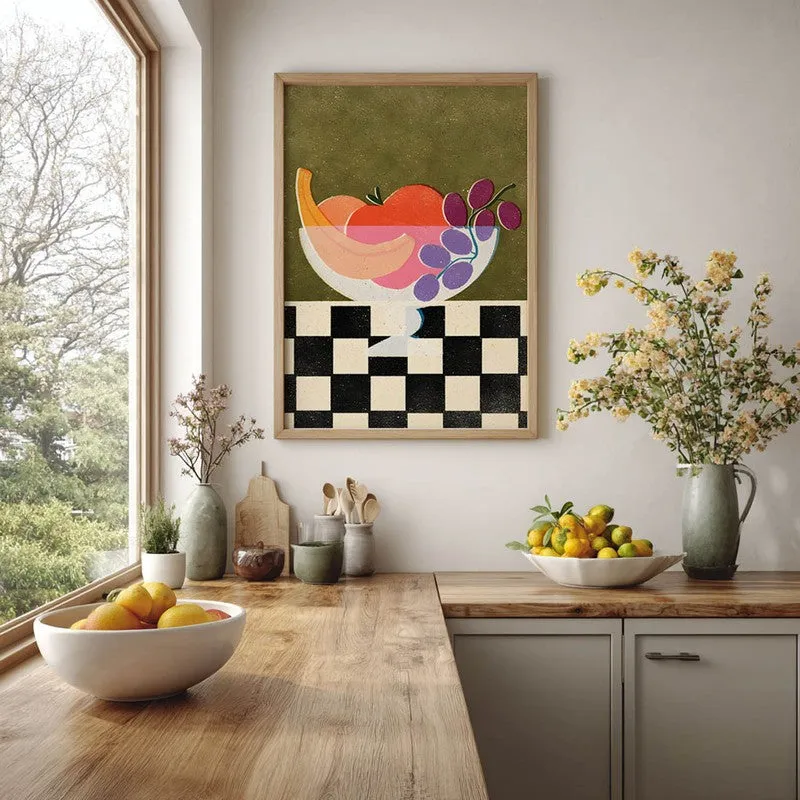 Check Bowl Archival Canvas Wall Art - Brown media 5