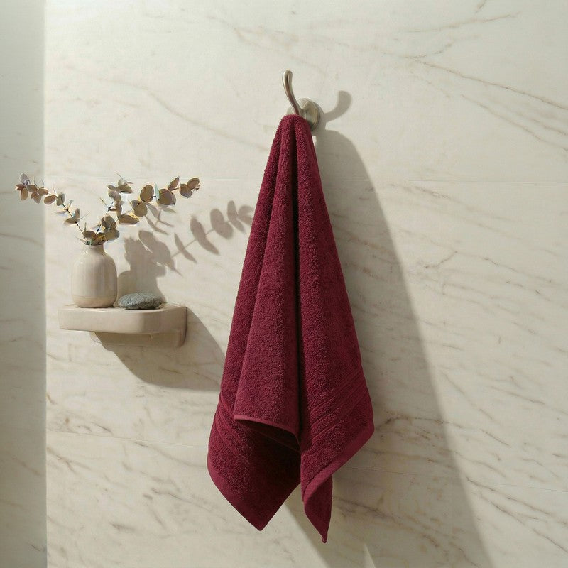 Monte Carlo Dry Muse Pure Cotton Bath Towel - Maroon - 60 x 120 cms