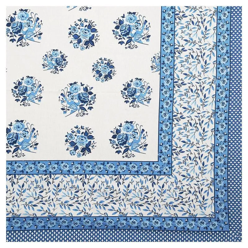 Bhuja Floral Cotton Bedsheet (Blue) - 144 TC media 4