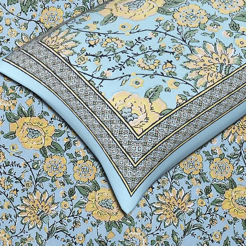 Alderidge Floral Printed Cotton Bedsheet (Yellow) - 120 TC media 4
