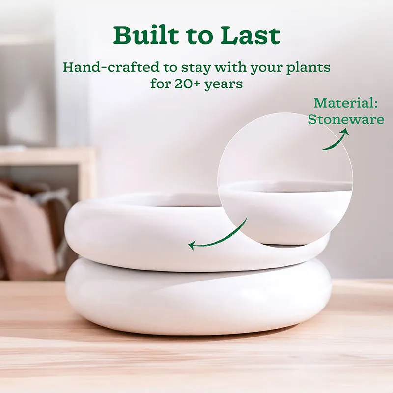 Ugaoo Ceramicurve Two Layer Ceramic Planter - White media 3