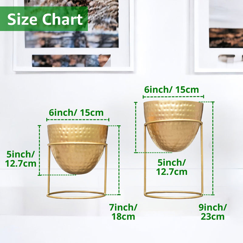 Trudene Metal Pot With Stand (Gold) - Set Of Two media 8