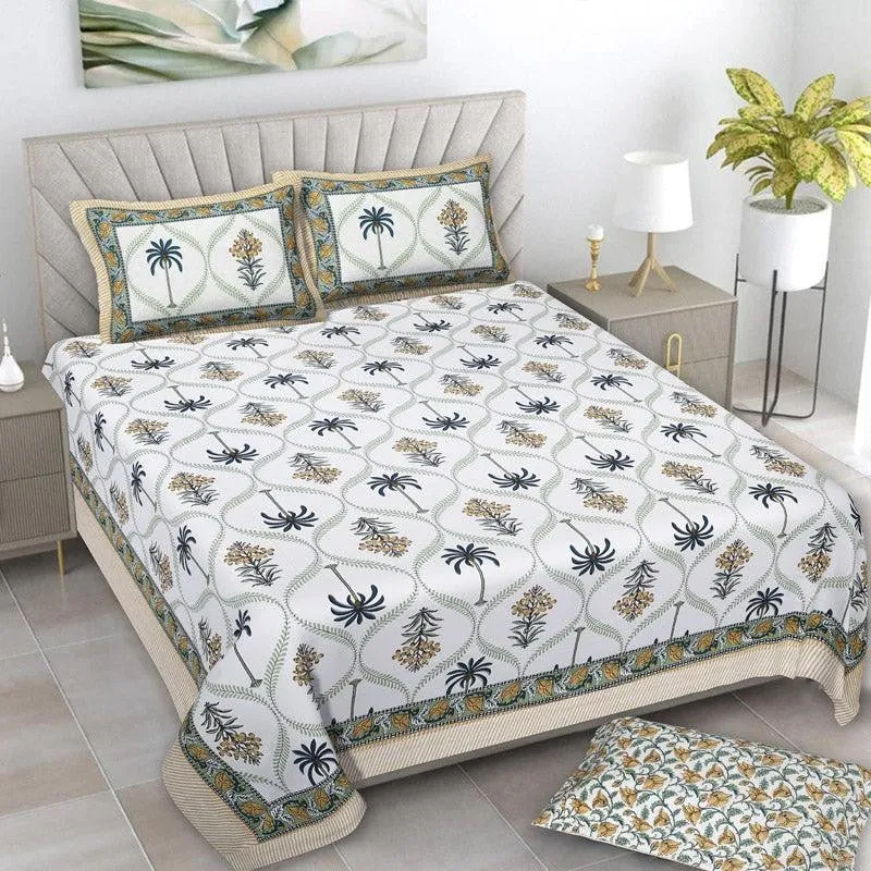 Amoda Ethnic Cotton Bedsheet (Yellow) - 160 TC media 1