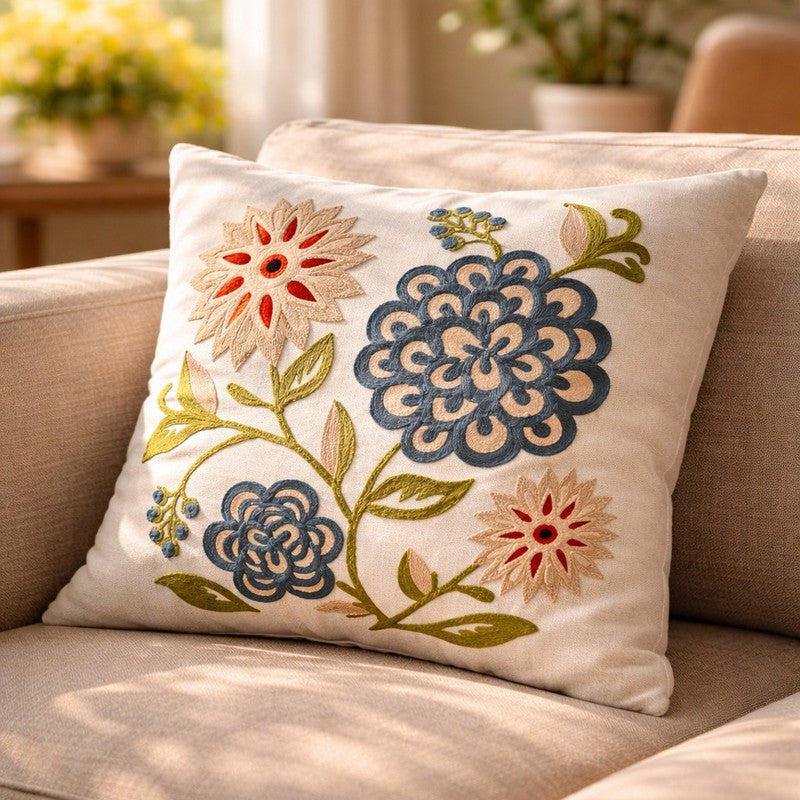 Embro Petals Cotton Cushion Cover