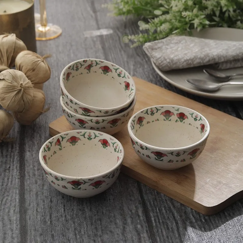 Rosette Multicolor Stoneware Serving Bowls (260 mL) - Set Of Four media 1