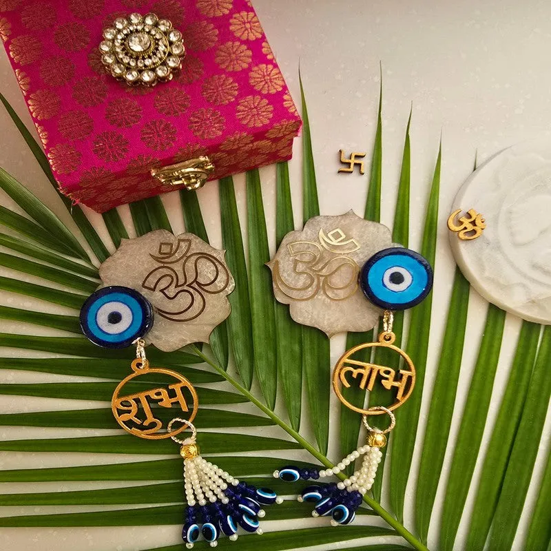Auren Om Evil Eye Shubh Labh Hanging Latkan - Set Of Two media 1