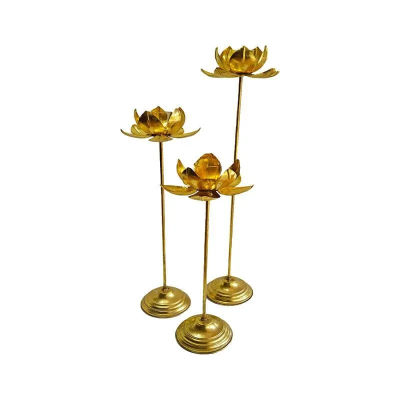 Lotus Pedestal Candle Holder - Set Of Three media 4