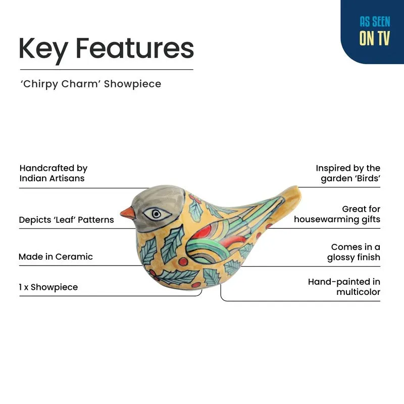 Chirpy Charm Ceramic Handpainted Showpiece media 5