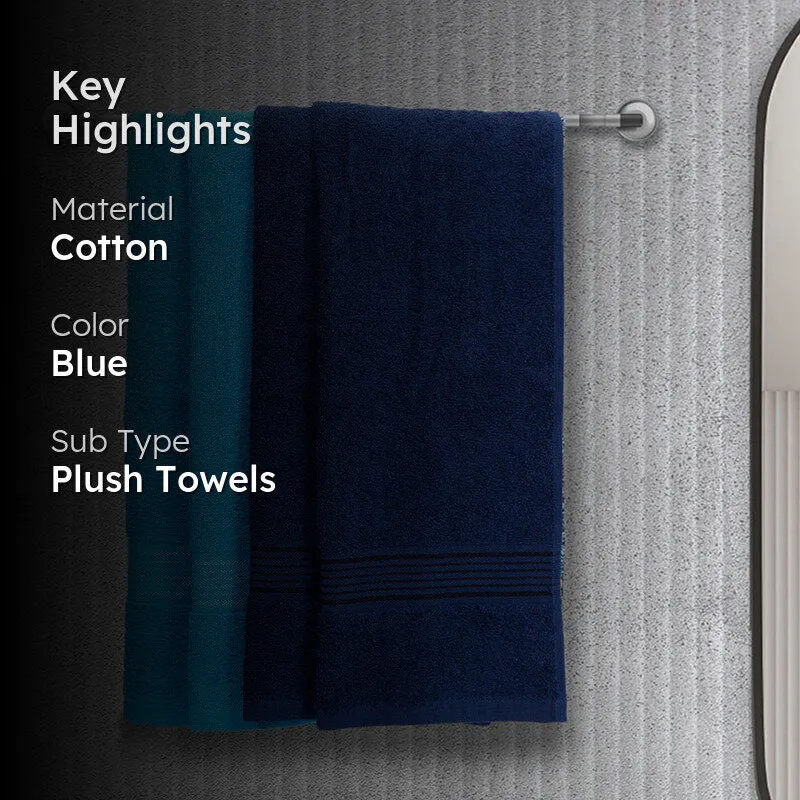 Eva Quick Dry Hand Towel (Navy Blue & Blue) - Set Of Four media 2