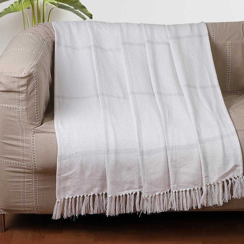 Nordic Nights Knitted Cotton Throw - White