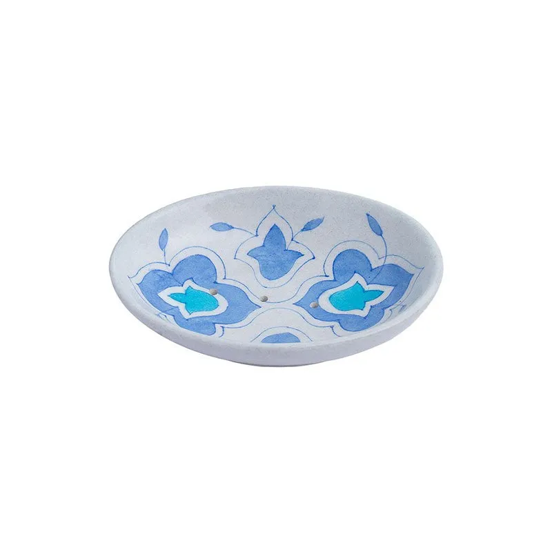 Aura Ceramic Soap Dish - White,Blue media 4
