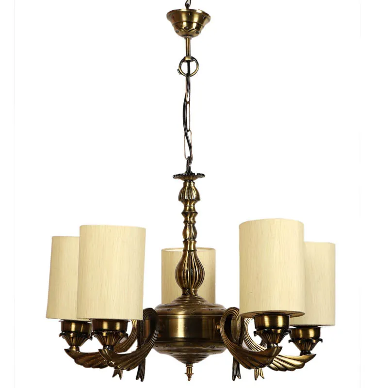 Enchanta Cylindrical Golden Antique Ceiling Lamp media 5