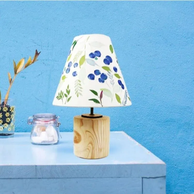 Blue Berry Bath Handpainted Fabric Table Lamp - Multicolor media 3