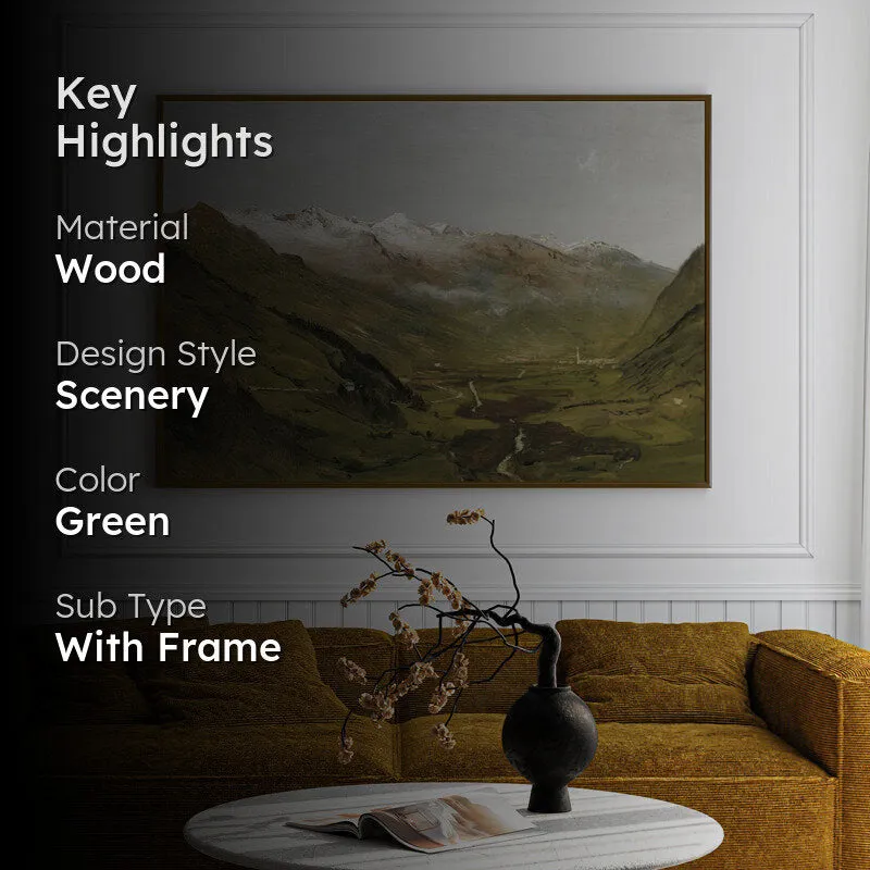 Snowcapped Wall Painting With Wooden Frame - Black media 2