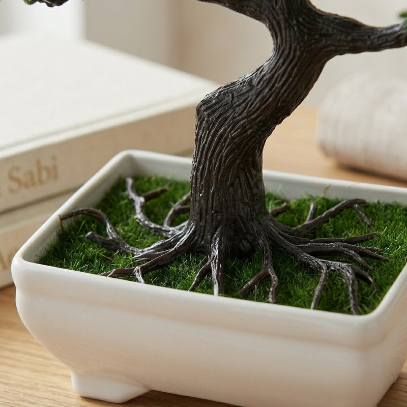 Faux Short Bonsai (18 cms) - Green & Black media 2