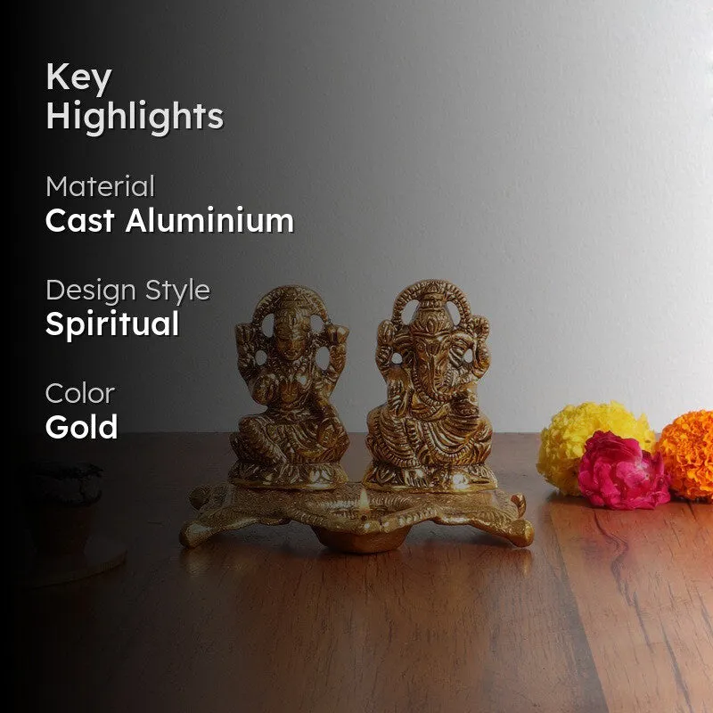 Mahalaxmi Ganesh Diya - Gold media 2
