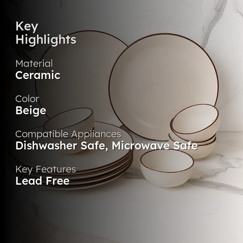 Riddo Dinnerware (Off White) - 12 Piece Set media 2