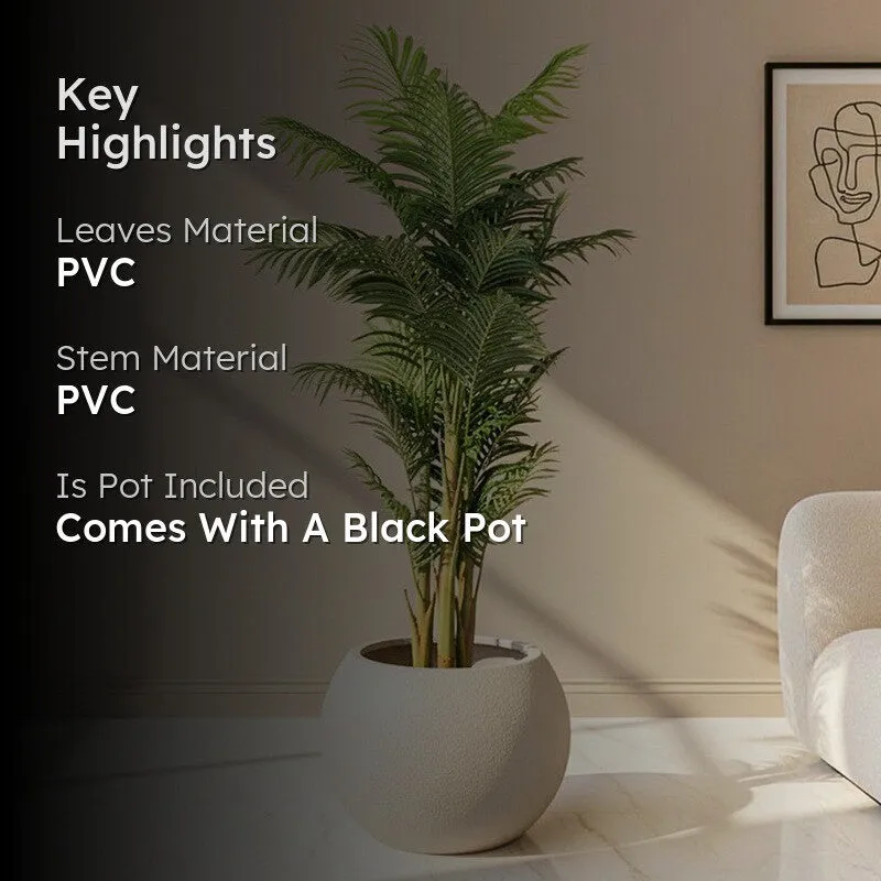 Artificial Arica Palm Plant With Black Fiber Pot - 5.2 Feet media 2