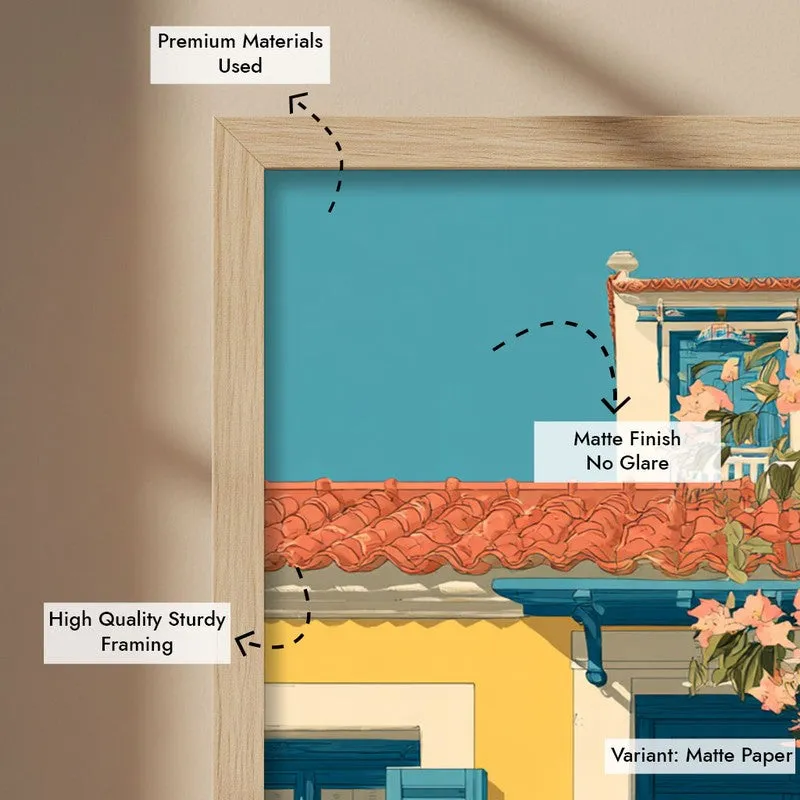 Floravue Sunlit Blue Door Canvas Wall Painting With Brown Frame media 9