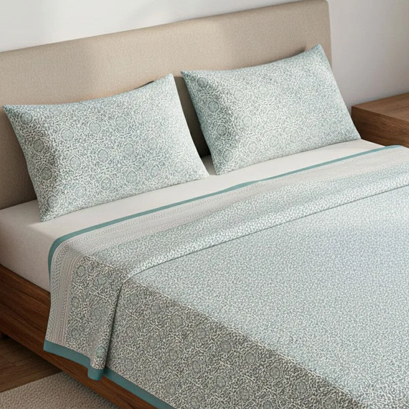 Anvi Ethnic Printed Bedsheet - Light Blue media 3